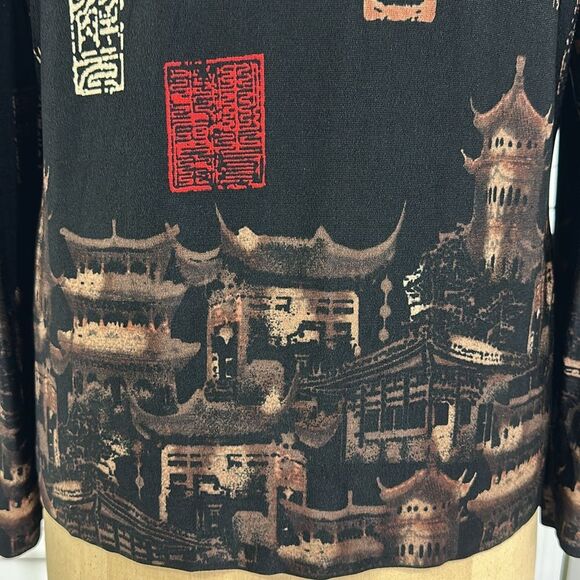 Chico's Travelers Top Size 3 (16) Asian Inspired - Picture 3 of 11